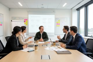 a meeting with 5 people