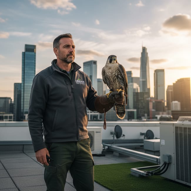 pest control operative with falcon