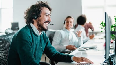 sales rep at desk