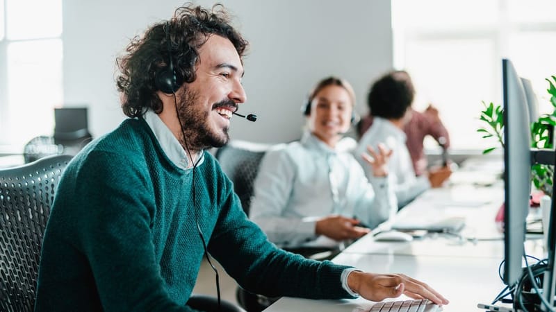 sales rep at desk