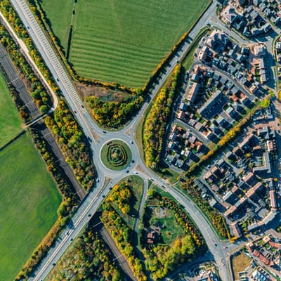 aerial view of road network
